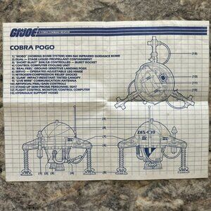 1987 Original Gi Joe Blueprint Cobra Pogo Instruction Sheet Hasbro